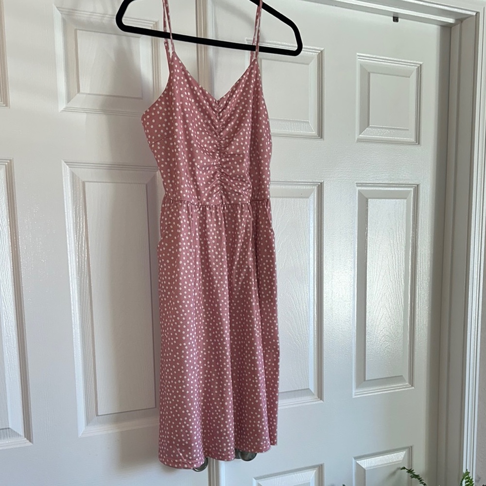 Dusty Rose Polka Dot Midi Dress - Women - Picture 1 of 5